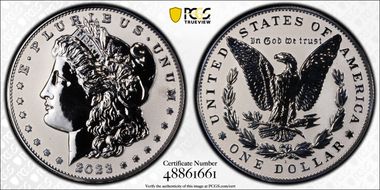 2023-S $1 Morgan Dollar Rev PR  Two-Coin Reverse Proof Set First Strike PR68