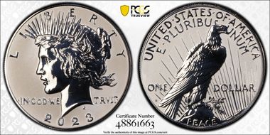 2023-S $1 Peace Dollar Rev PR Two-Coin Reverse Proof Set First Strike PR69