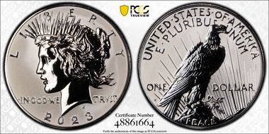 2023-S $1 Peace Dollar Rev PR Two-Coin Reverse Proof Set First Strike PR70