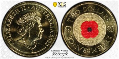 2022-C $2 Remembrance Day Colorized MS68