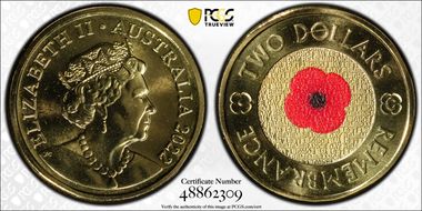 2022-C $2 Remembrance Day Colorized MS69