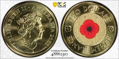 2022-C $2 Remembrance Day Colorized MS68