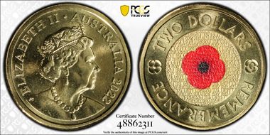 2022-C $2 Remembrance Day Colorized MS68