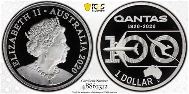 2020 $1 Qantas Centenary Ag PR69DCAM