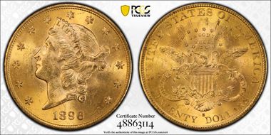 1896-S $20 MS63+