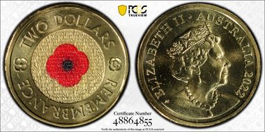 2022-C $2 Remembrance Day Colorized MS68