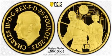 2023 £25 Luke Skywalker & Princess Leia Star Wars PR69DCAM