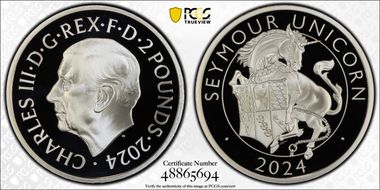 2024 £2 Seymour Unicorn 1oz Ag Royal Tudor Beasts PR70DCAM