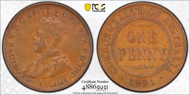 1921 1D English Obverse N1BN