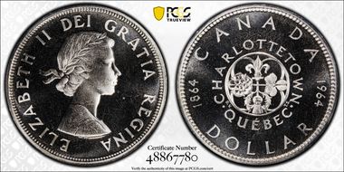 1964 S$1 Confederation Ag PL66CAM