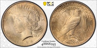 1924 $1 VAM 1H, Extra Hair MS64+
