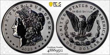 2023-S $1 Morgan Dollar Rev PR  Two-Coin Reverse Proof Set First Strike PR69