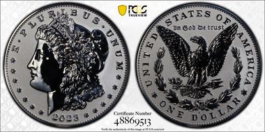 2023-S $1 Morgan Dollar Rev PR  Two-Coin Reverse Proof Set First Strike PR70