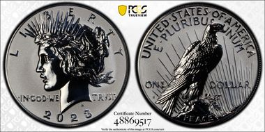 2023-S $1 Peace Dollar Rev PR Two-Coin Reverse Proof Set First Strike PR70