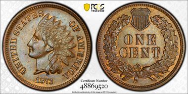 1873 1C Open 3 MS63BN