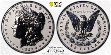 2023-S $1 Morgan Dollar Rev PR  Two-Coin Reverse Proof Set First Strike PR69