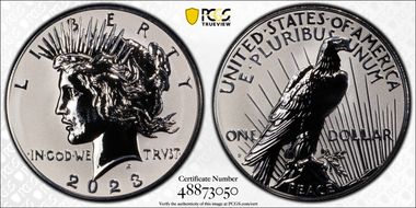 2023-S $1 Peace Dollar Rev PR Two-Coin Reverse Proof Set First Strike PR70