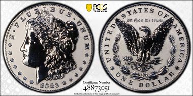 2023-S $1 Morgan Dollar Rev PR  Two-Coin Reverse Proof Set First Strike PR70