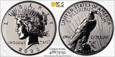 2023-S $1 Peace Dollar Rev PR Two-Coin Reverse Proof Set First Strike PR70