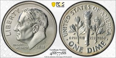 2018-S 10C Reverse Proof Silver 50th Anniversary Set PR68