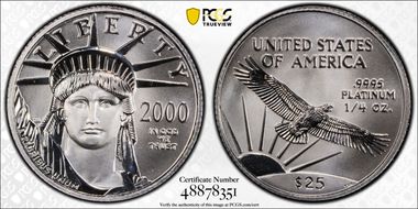2000 $25 Statue of Liberty MS70