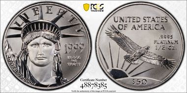 1999 $50 Statue of Liberty MS70