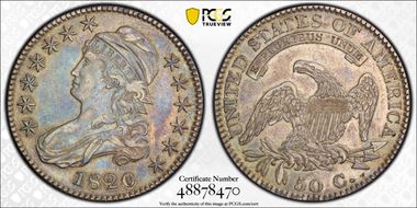 1820 50C Sq. 2, Lg Date, No Knob XF45