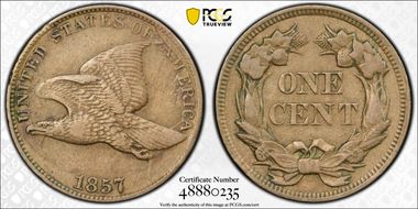 1857 1C Clash w/$20, FS-403 VF35