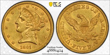 1861 $5 MS61
