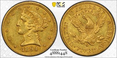 1894-O $5 AU58