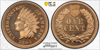1864 1C Copper Nickel PR65CAM