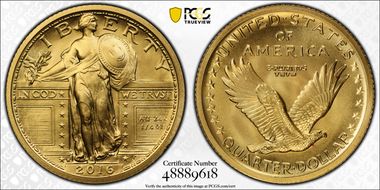 2016-W 25C 100th Anniversary Gold SP69