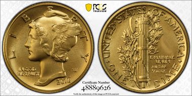 2016-W 10C 100th Anniversary Gold SP70