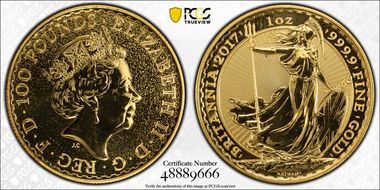 2017 £100 S-BGF18B Britannia MS67