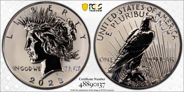 2023-S $1 Peace Dollar Rev PR Two-Coin Reverse Proof Set PR70