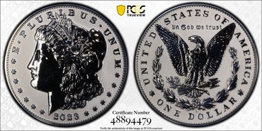 2023-S $1 Morgan Dollar Rev PR  Two-Coin Reverse Proof Set First Strike PR70