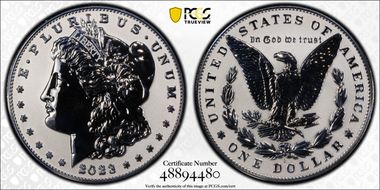 2023-S $1 Morgan Dollar Rev PR  Two-Coin Reverse Proof Set First Strike PR70
