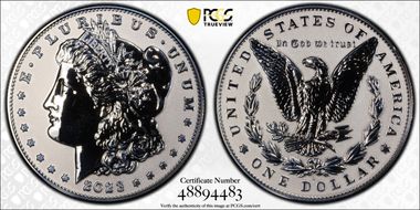 2023-S $1 Morgan Dollar Rev PR  Two-Coin Reverse Proof Set First Strike PR69