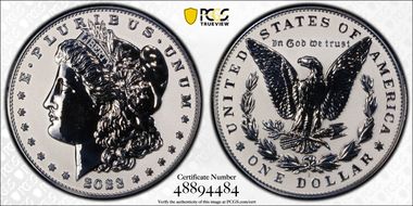 2023-S $1 Morgan Dollar Rev PR  Two-Coin Reverse Proof Set First Strike PR70