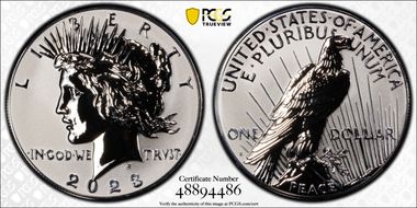 2023-S $1 Peace Dollar Rev PR Two-Coin Reverse Proof Set First Strike PR70