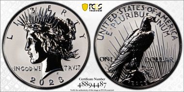 2023-S $1 Peace Dollar Rev PR Two-Coin Reverse Proof Set First Strike PR70