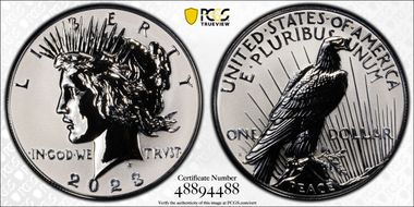 2023-S $1 Peace Dollar Rev PR Two-Coin Reverse Proof Set First Strike PR70