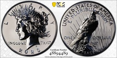 2023-S $1 Peace Dollar Rev PR Two-Coin Reverse Proof Set First Strike PR70