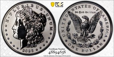 2023-S $1 Morgan Dollar Rev PR  Two-Coin Reverse Proof Set First Strike PR69