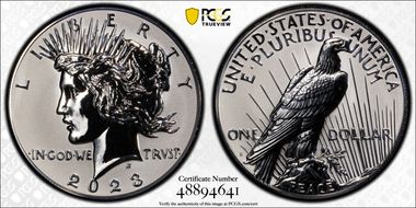 2023-S $1 Peace Dollar Rev PR Two-Coin Reverse Proof Set First Strike PR69