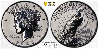 2023-S $1 Peace Dollar Rev PR Two-Coin Reverse Proof Set First Strike PR70