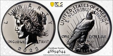 2023-S $1 Peace Dollar Rev PR Two-Coin Reverse Proof Set First Strike PR69