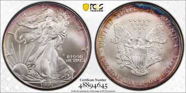 1999 $1 Silver Eagle MS68