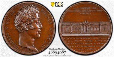 "1824" Medal  Palais de justice d'Orléans Bronzed Cu Abeille SP63