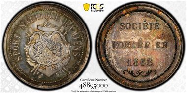 "1866" Medal Sport Nautique d'Amiens Ag Corne MS62